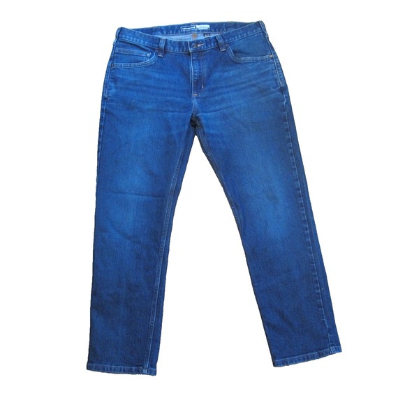 Carhartt Straight Fit Blue Denim Jeans Men's Size 34 x28 (Tad 36 x 30) - Picture 1 of 8